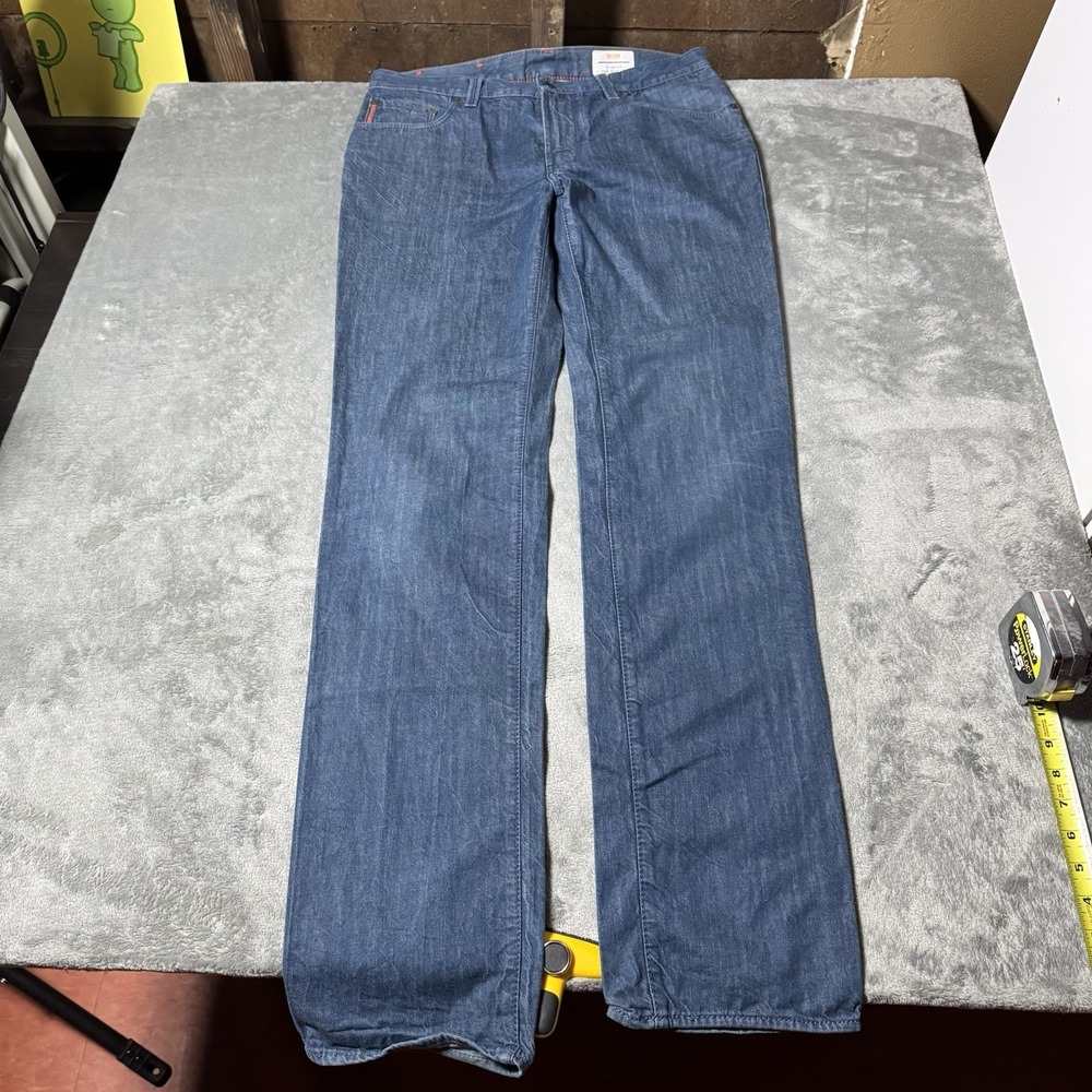 Hugo Boss Jeans Mens W34 L36 Blue Denim Slim Fit Straight Zip Fly Casual Outdoor